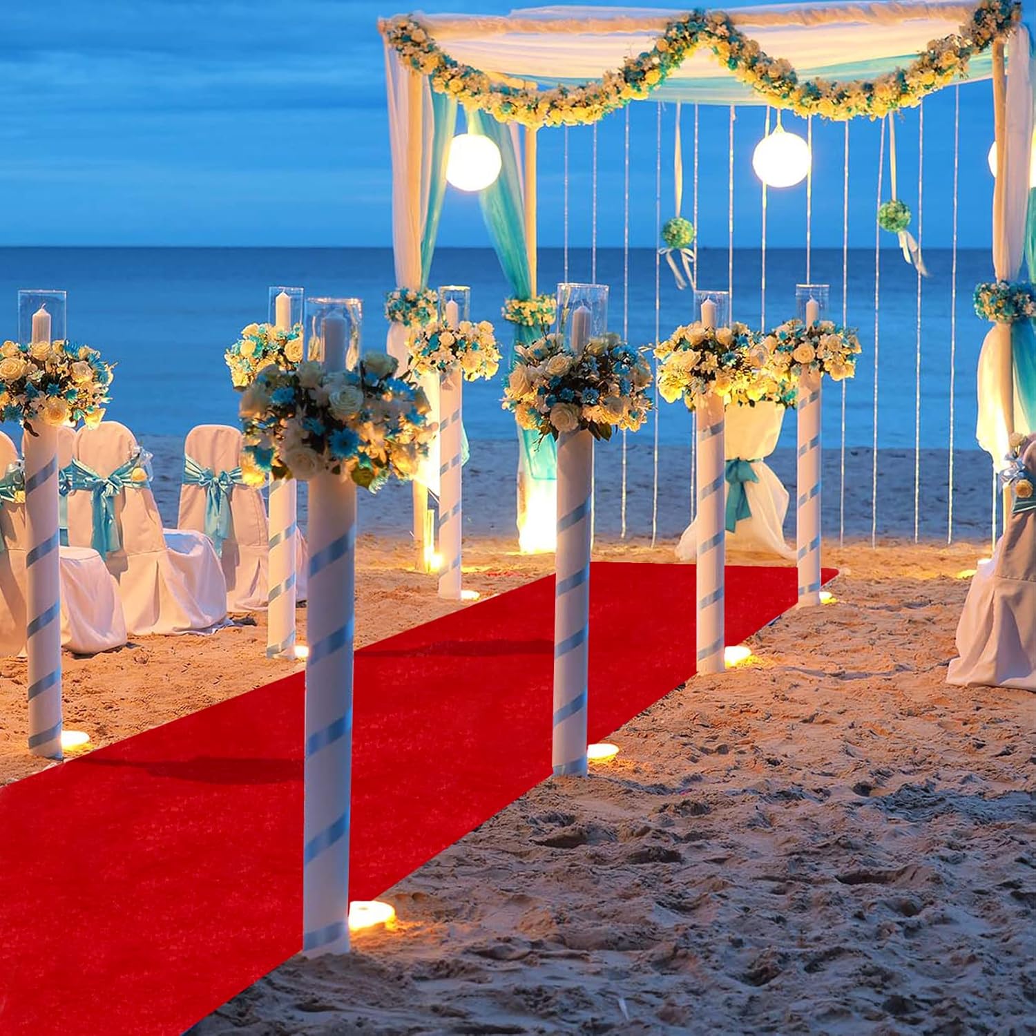 Aisle Runner White - Kalın Kırmızı Düğün Halısı, Düz Renk