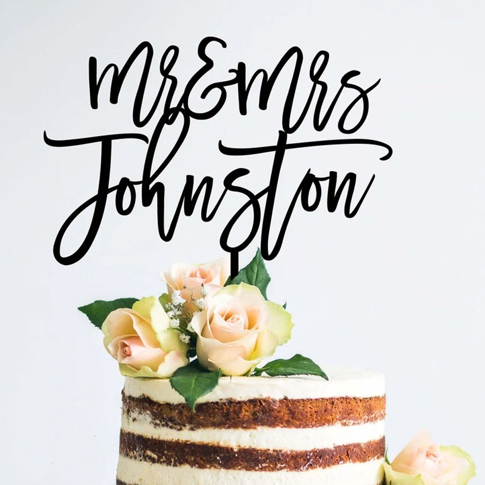 Wedding Supply Rentals - Kişiselleştirilmiş Mr & Mrs düğün pastası