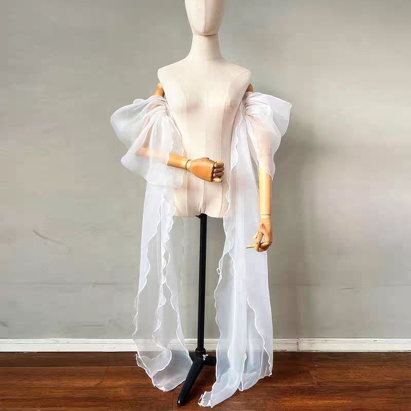 Wedding Dress Supply - Gelin Kolu Organze Çıkarılabilir Kabarık Uzun