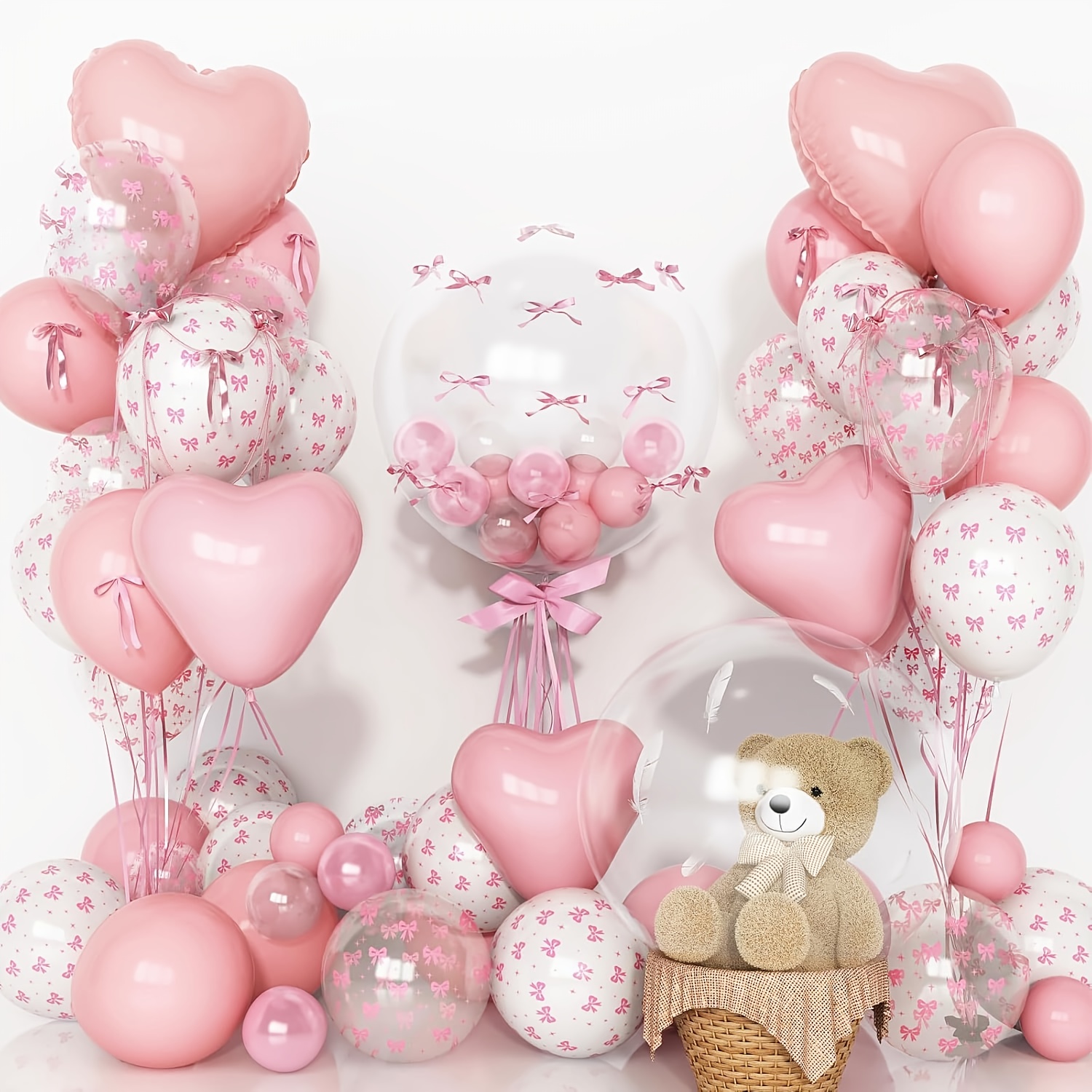 Wedding Supply In Bulk - 34 adet Şeffaf Yay Kalp Folyo
