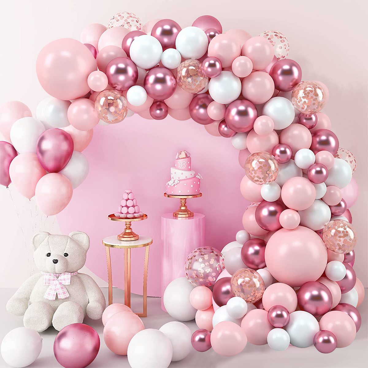 Pembe Macaron Balonlar Garland - Wedding Day Supply Kit incelemesi ve fiyatı