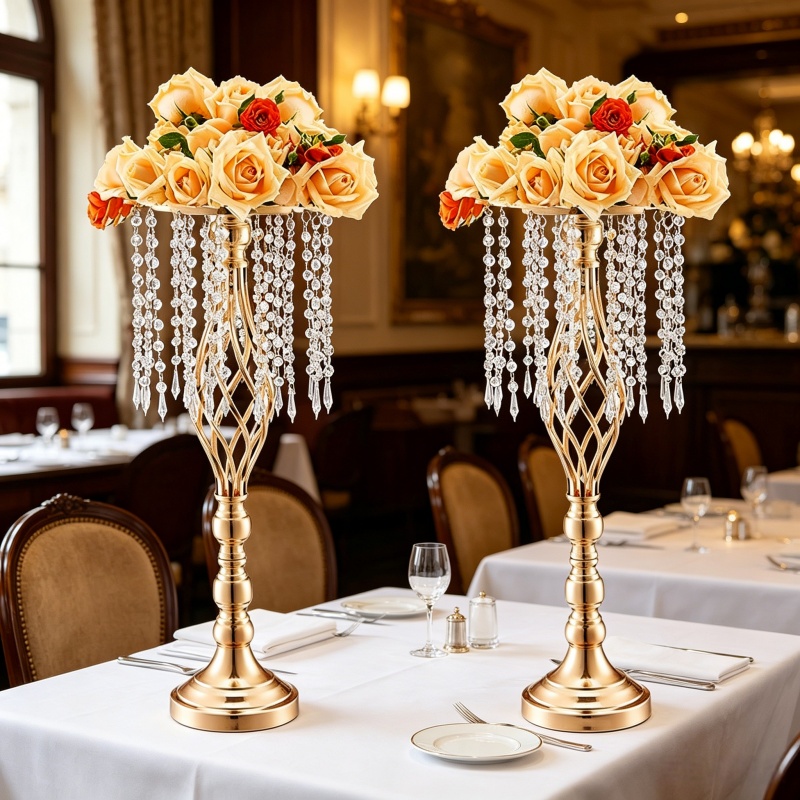 Zarif Uzun Altın Kristal Çiçek - Centerpiece Vase Tall incelemesi ve fiyatı