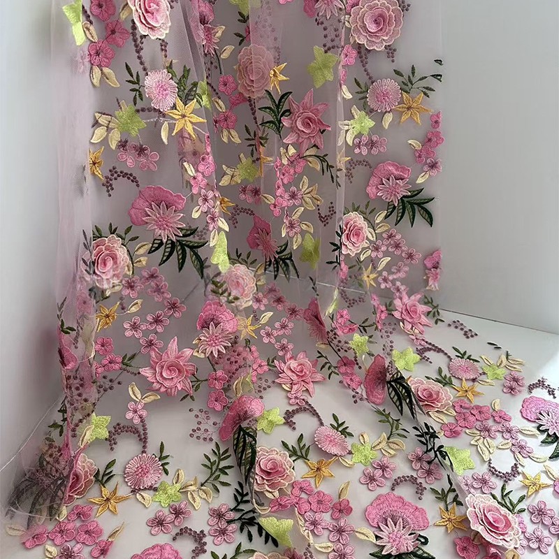 90x130cm 3D Çiçek İşlemeli Tül - Wedding Dress Supply incelemesi ve fiyatı